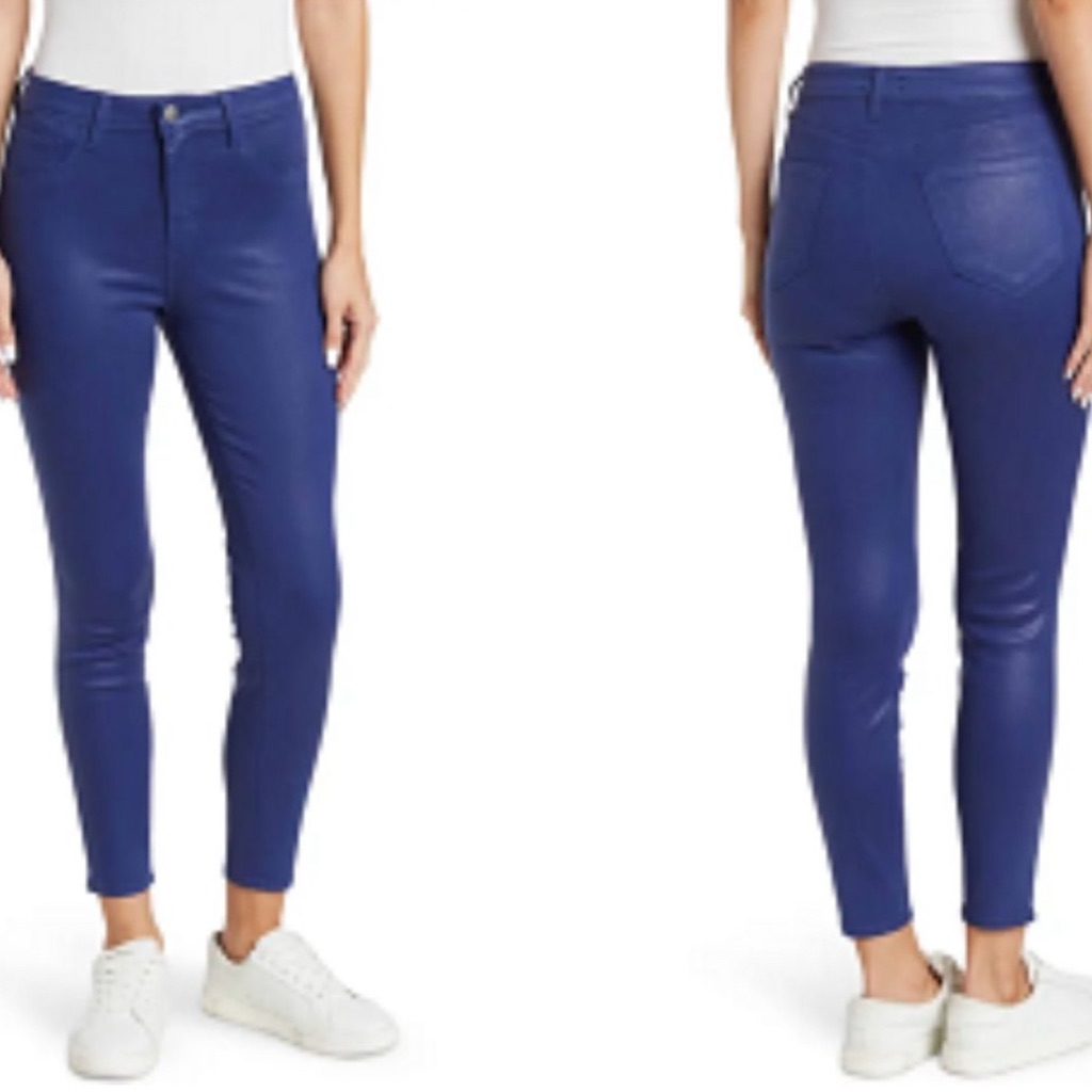 L’agence Women’s Margot Coated High-Rise Skinny Jeans Ocean Blue 25 Cropped
